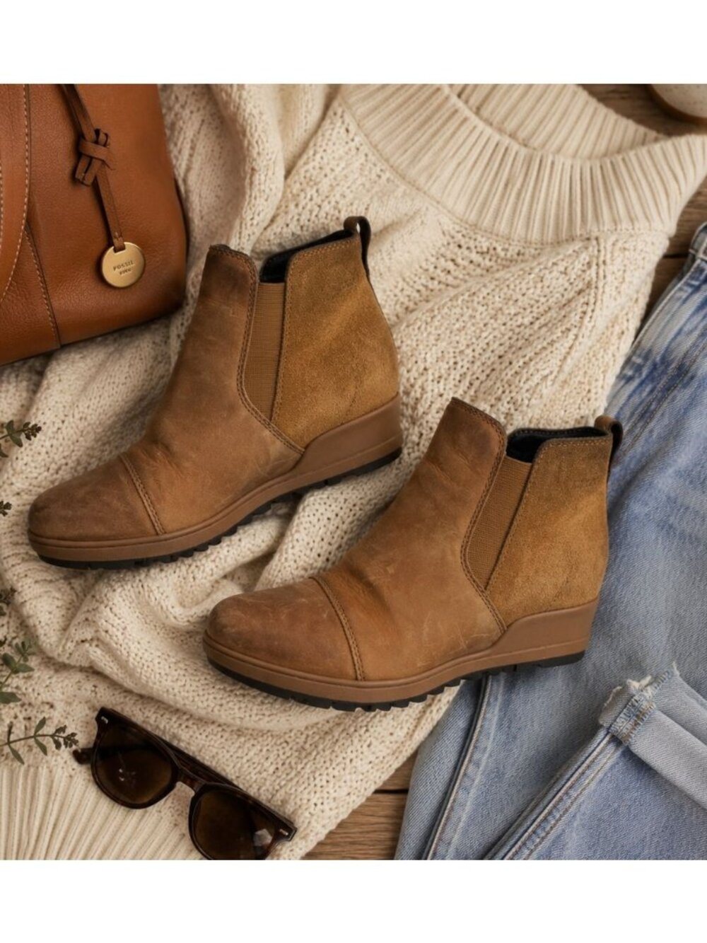 Sorel Evie Pull On Waterproof Wedge Boots Women’s 7